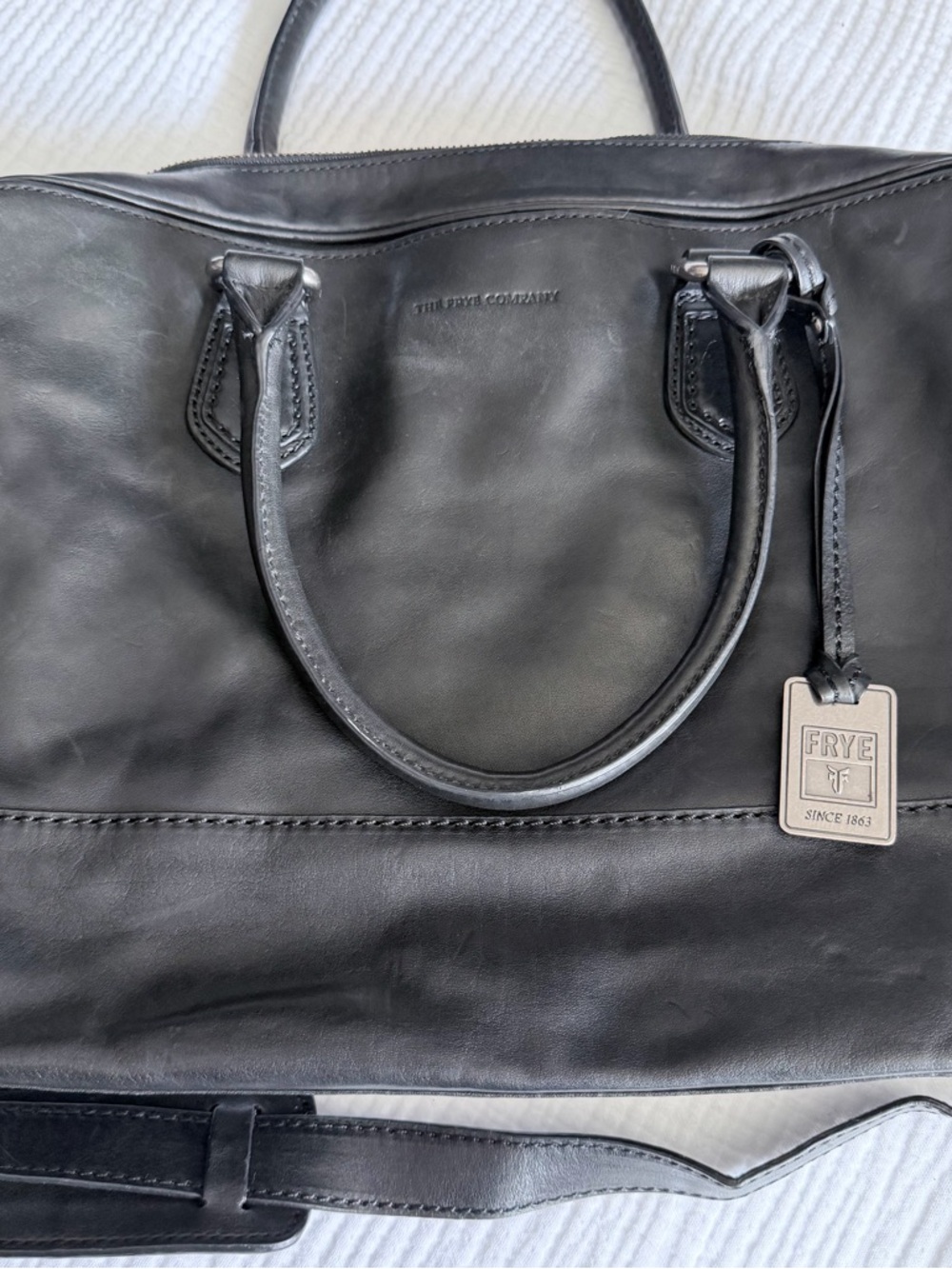 Frye Black Leather Bag with Signature Tag